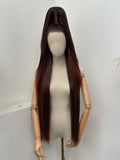 Sleek half up ponytail DarkBrown mix Ginger