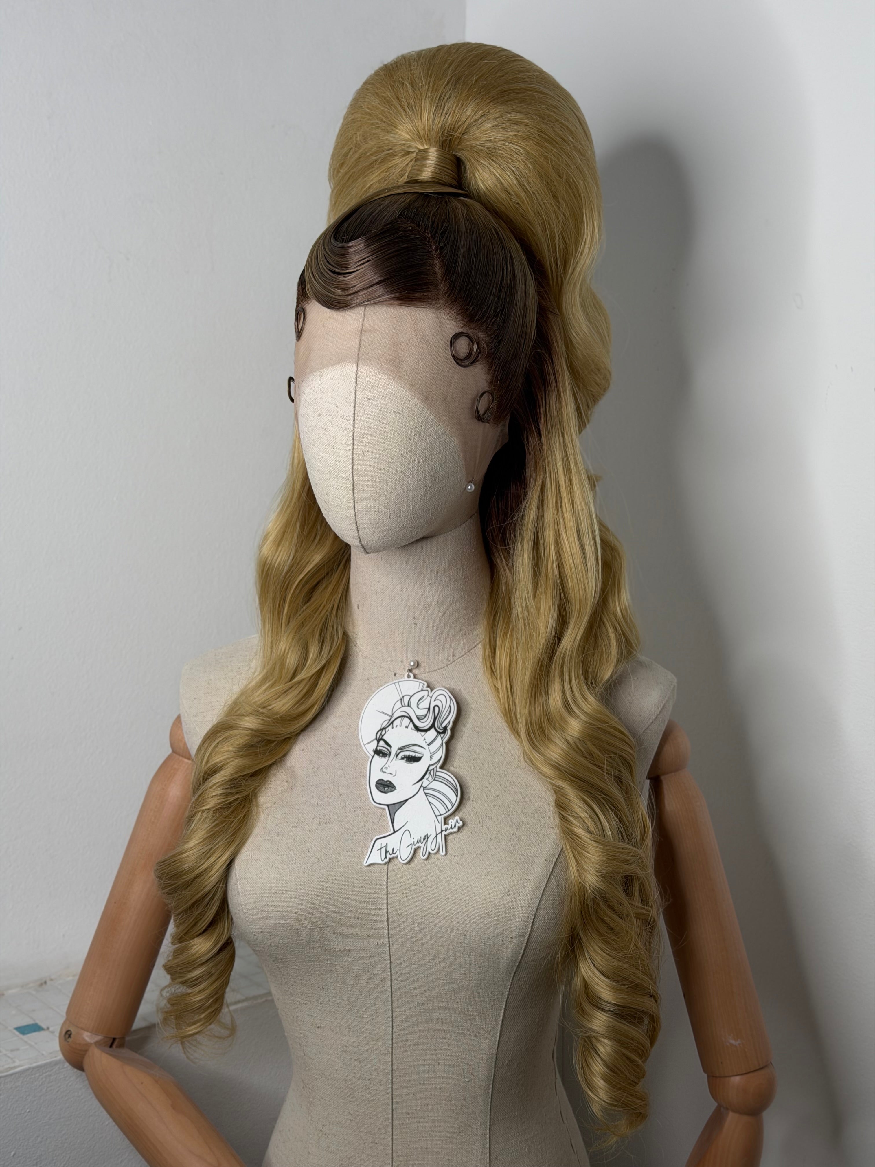 Puffy Sleek Roots Blond Ponytail