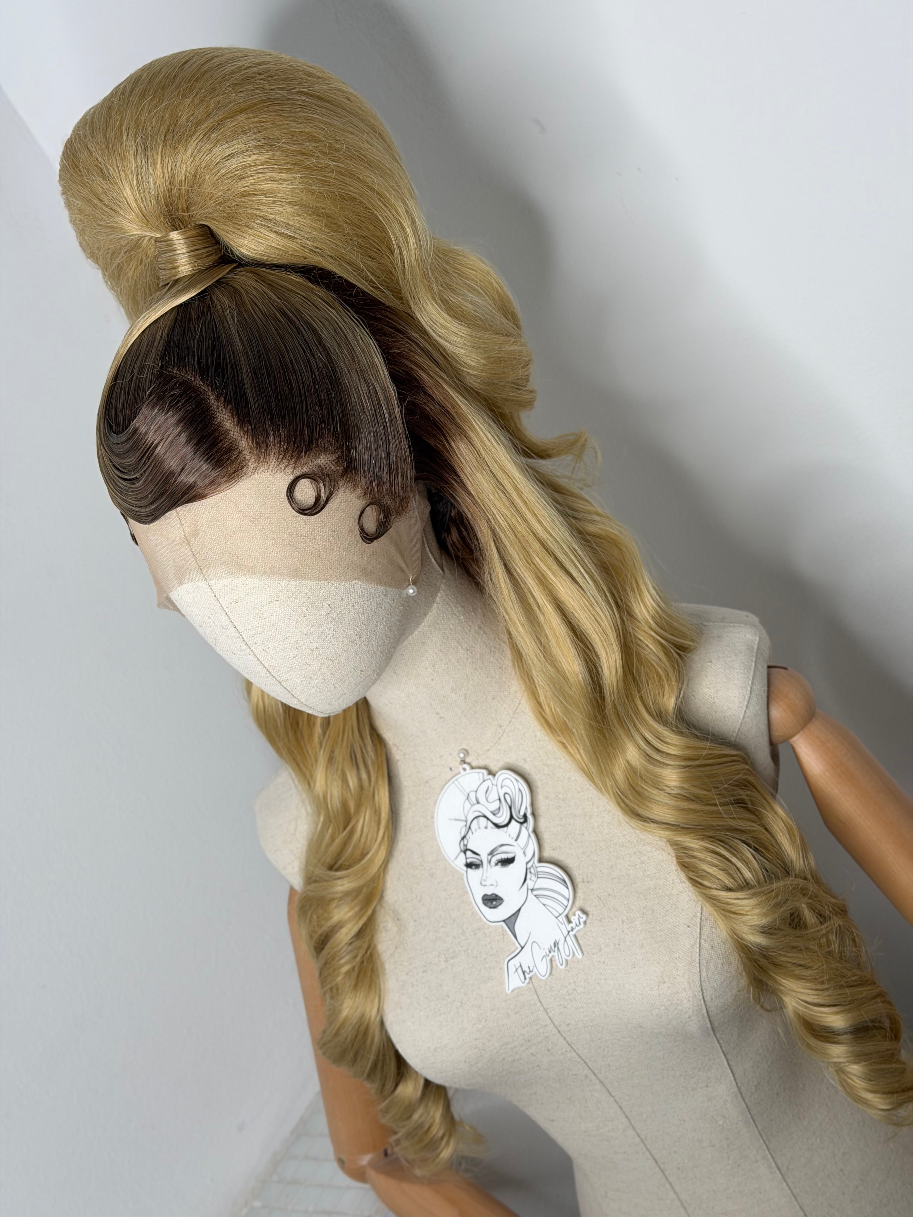 Puffy Sleek Roots Blond Ponytail