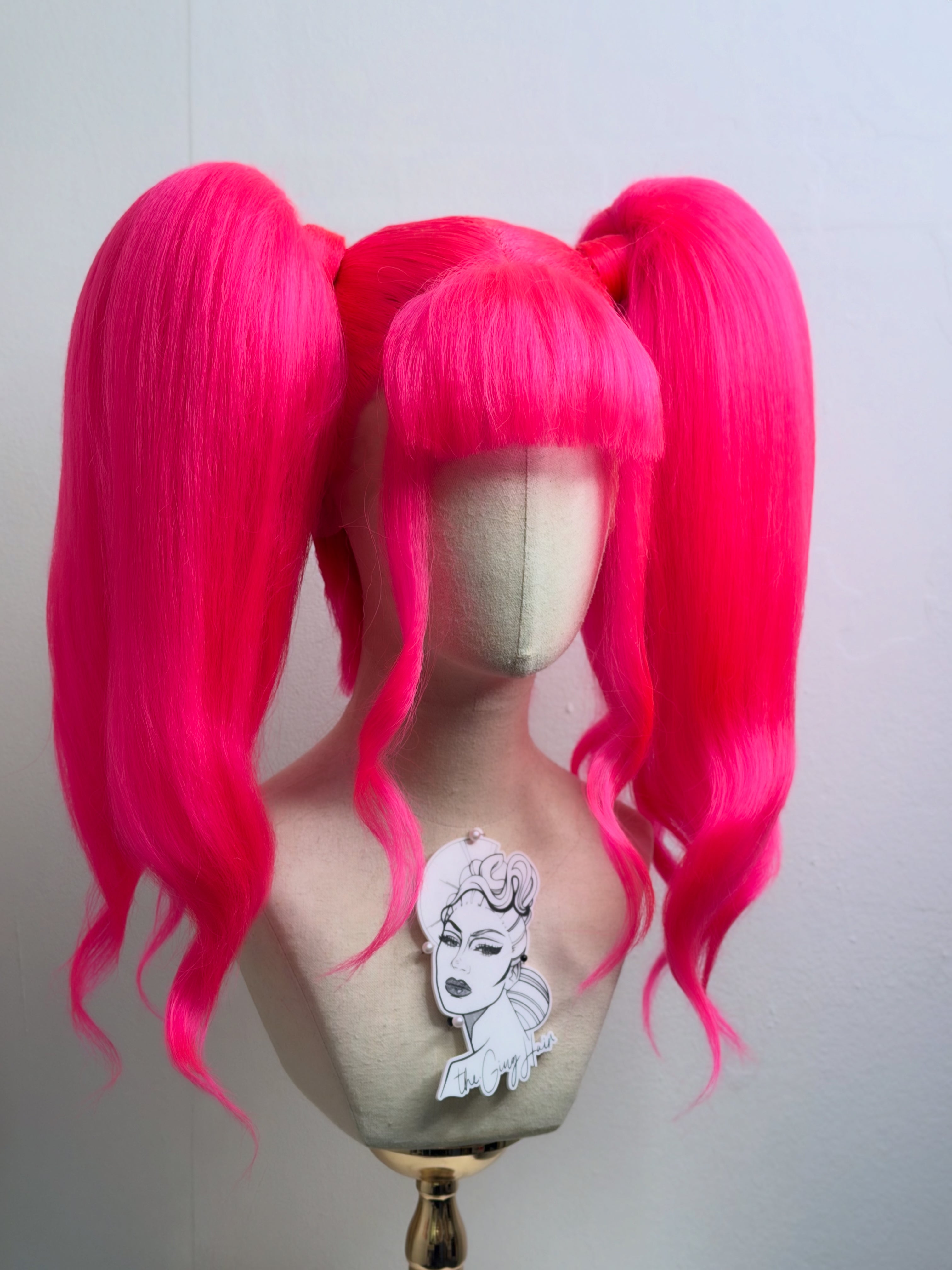 Hot Pink Puffy  Pigtails