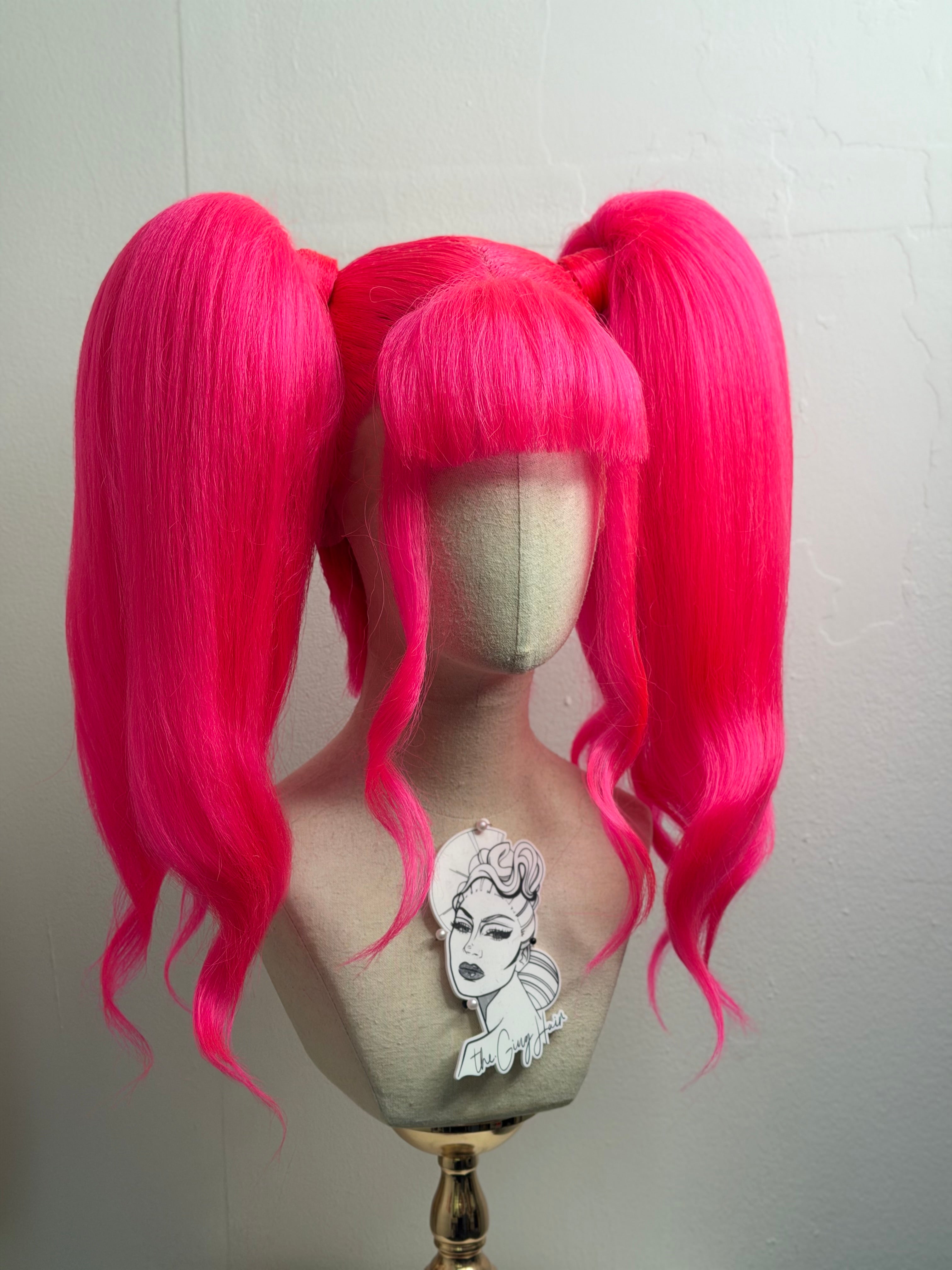 Hot Pink Puffy  Pigtails