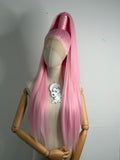 Sleek half up ponytail pink