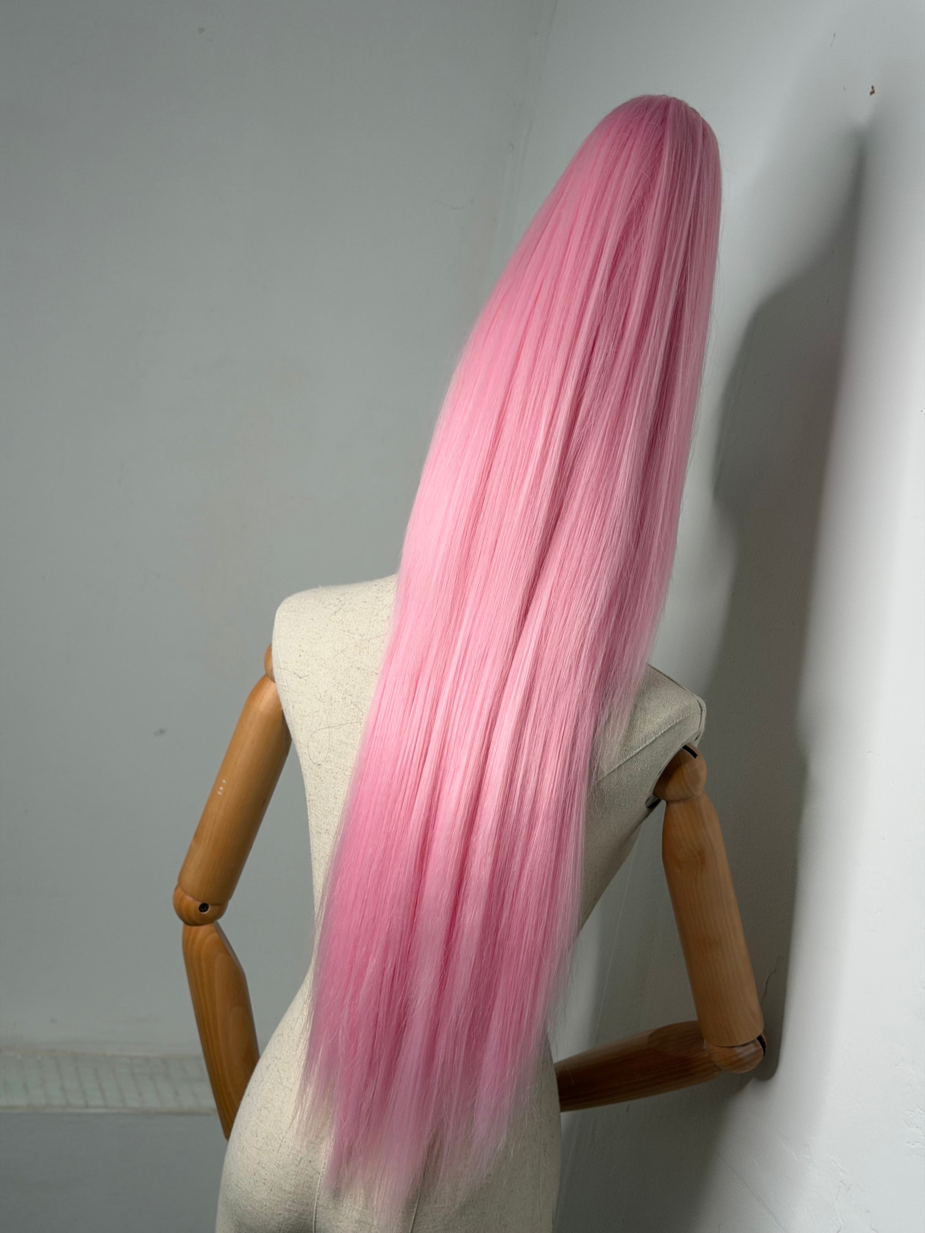 Sleek half up ponytail pink