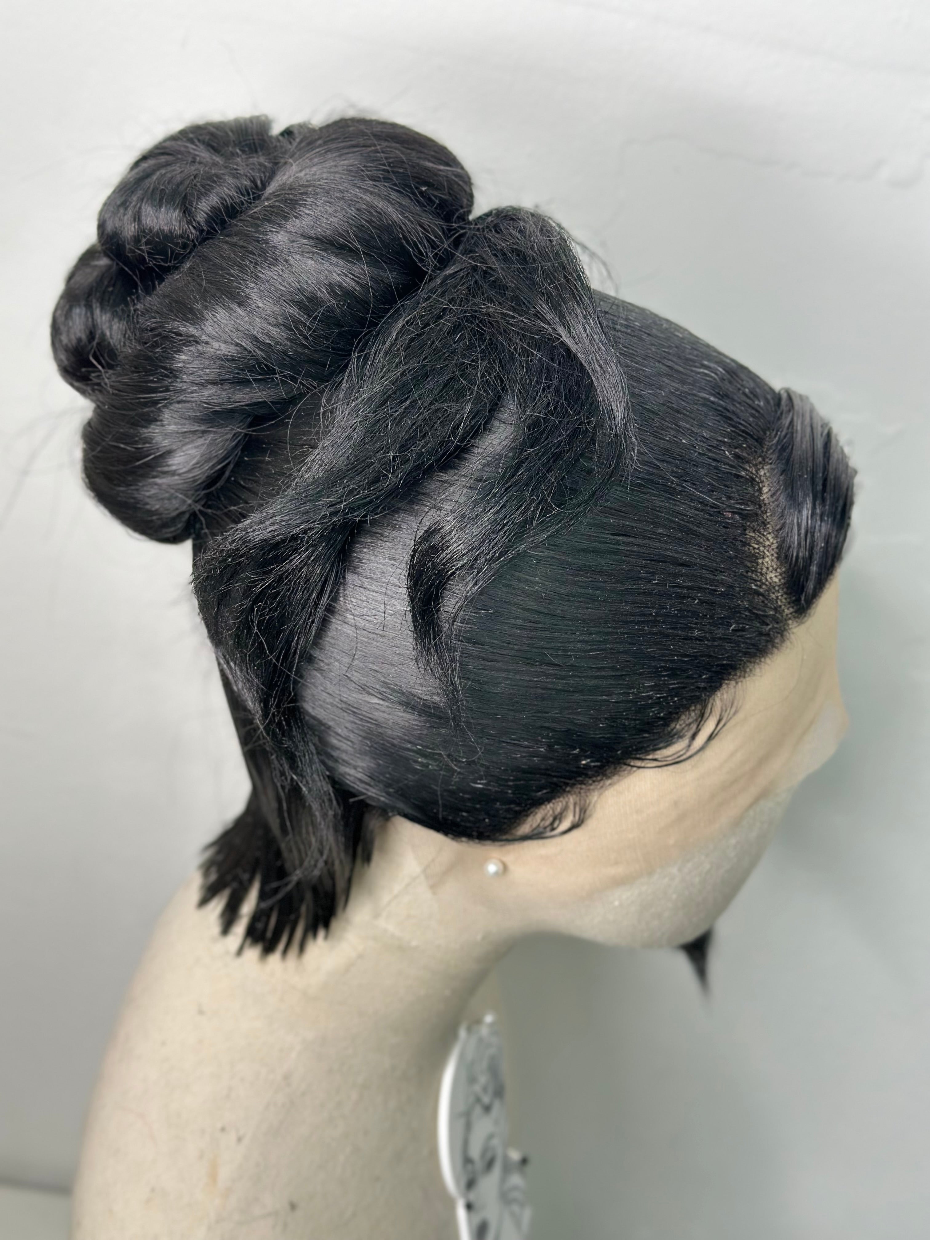 Classy updo wig Black super Hold