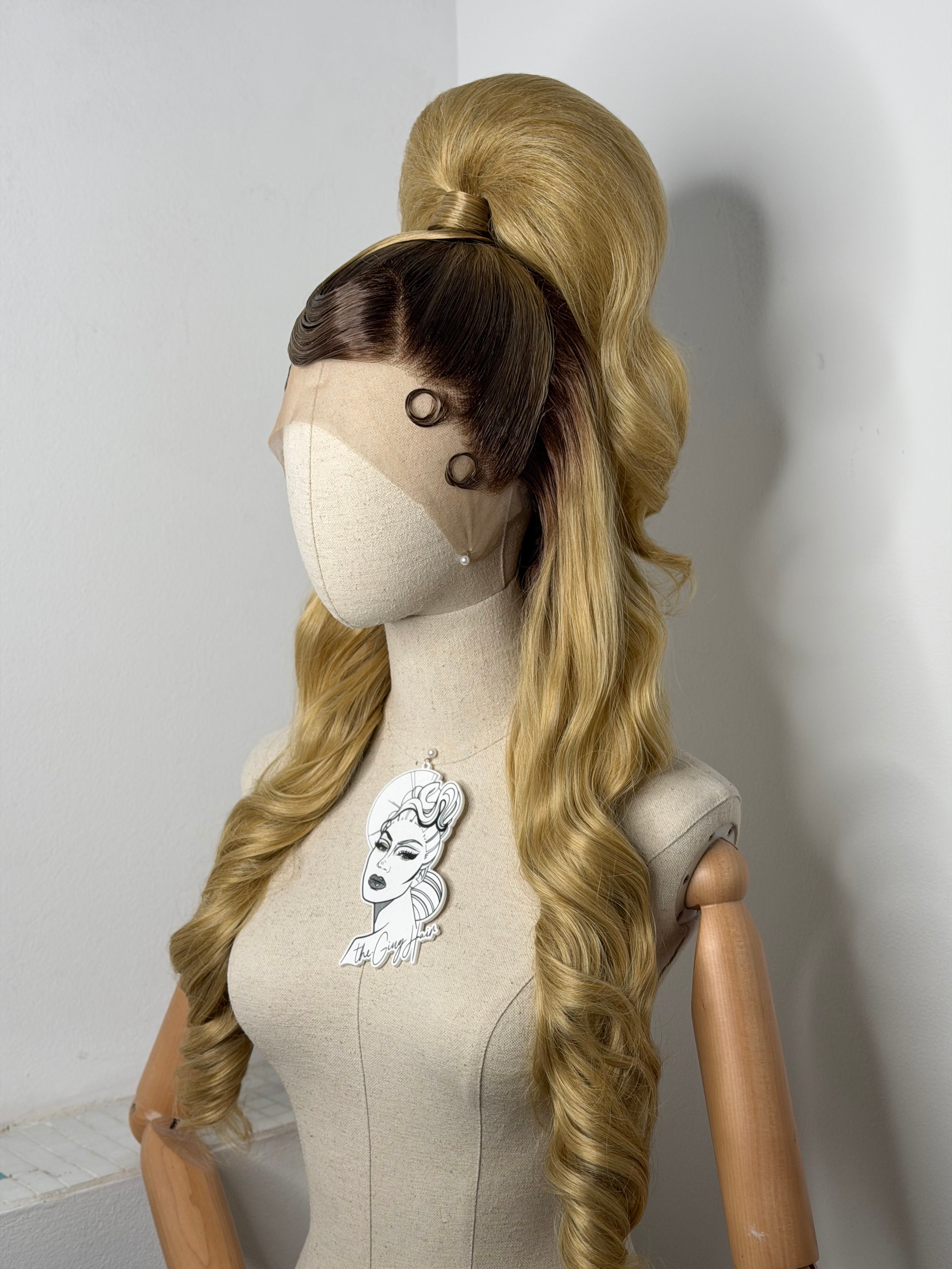 Puffy Sleek Roots Blond Ponytail