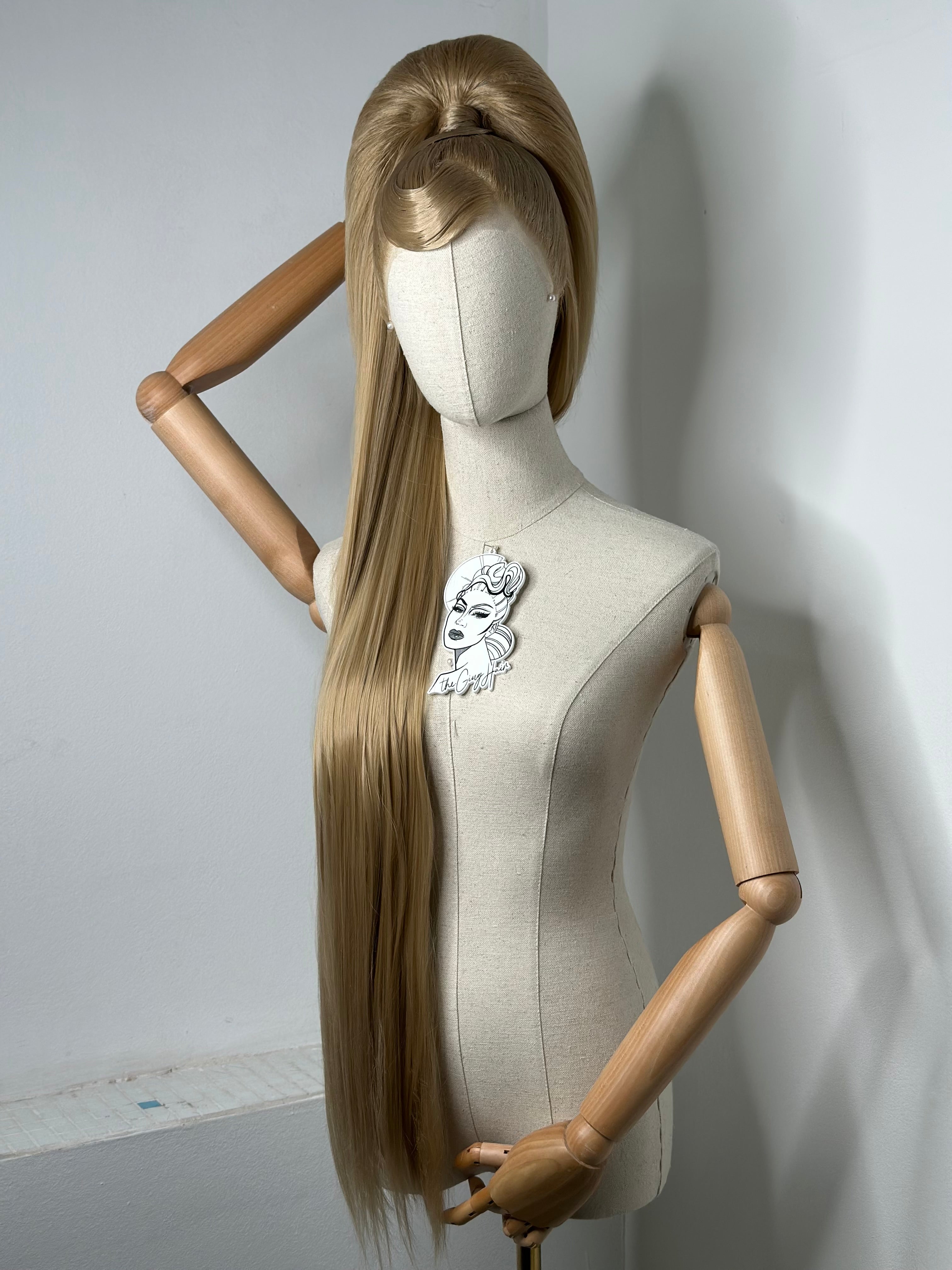 Puffy sleek ponytail Wig Cool Blonde