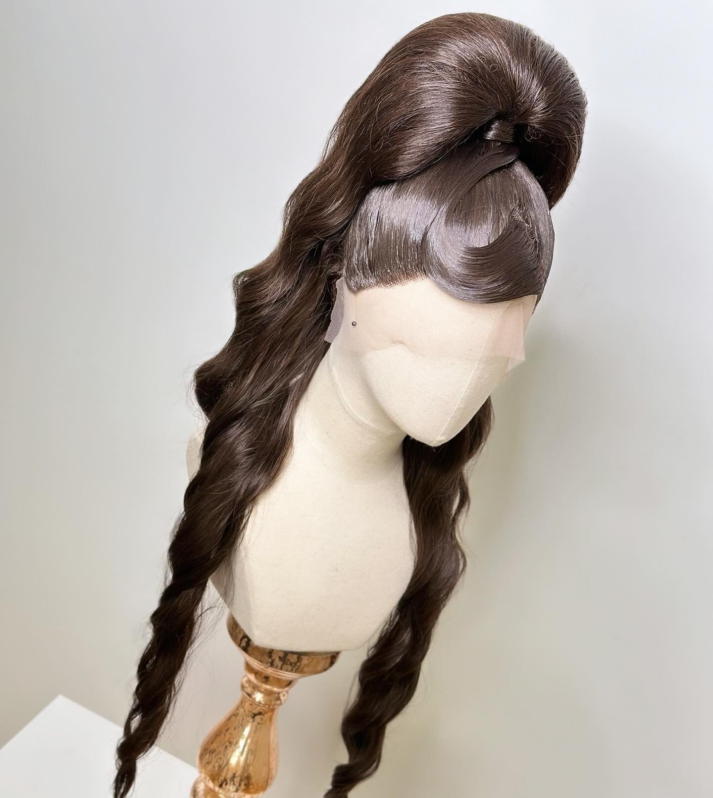 Puffy sleek ponytail Wig brown