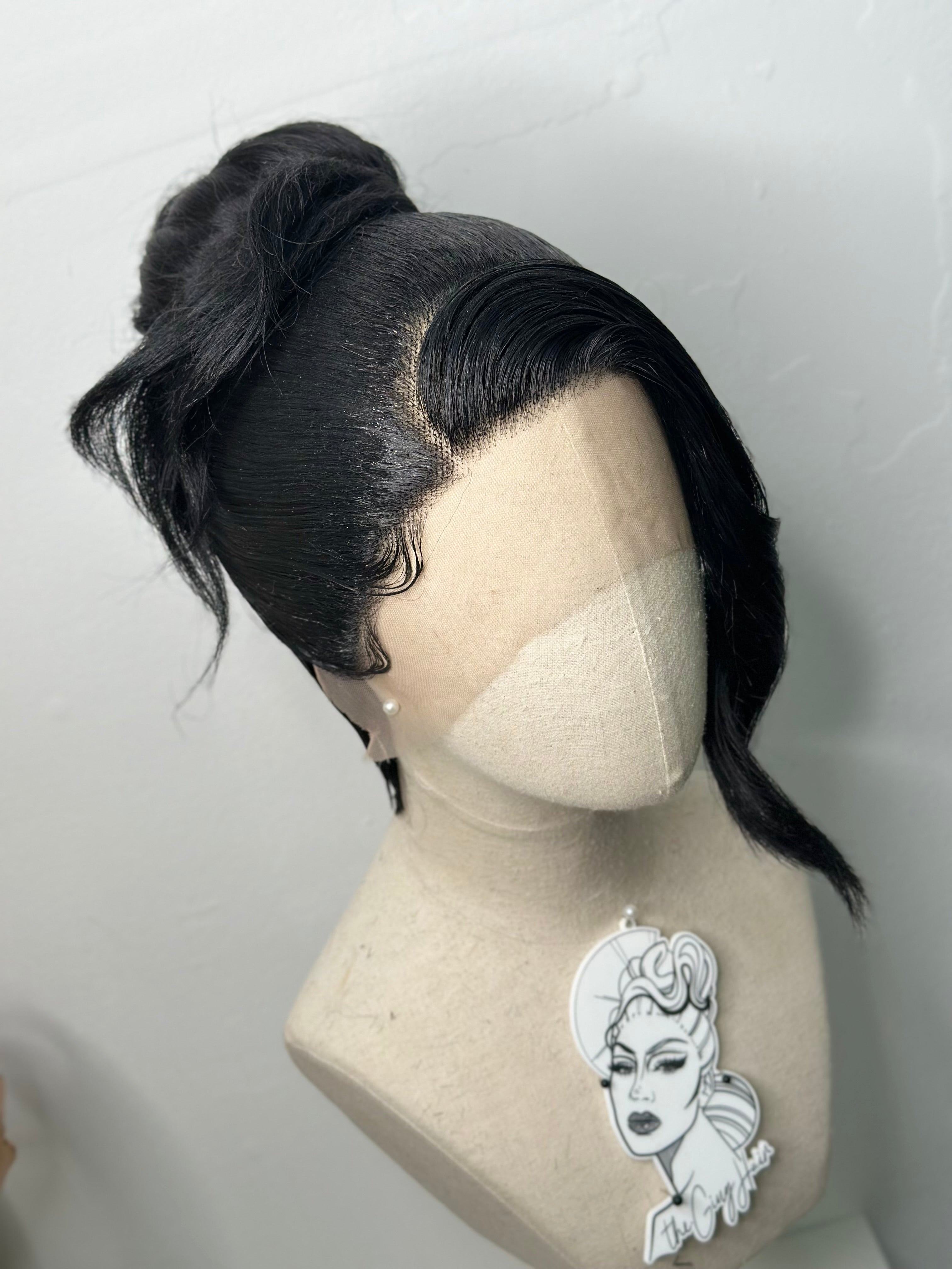 Classy updo wig Black super Hold