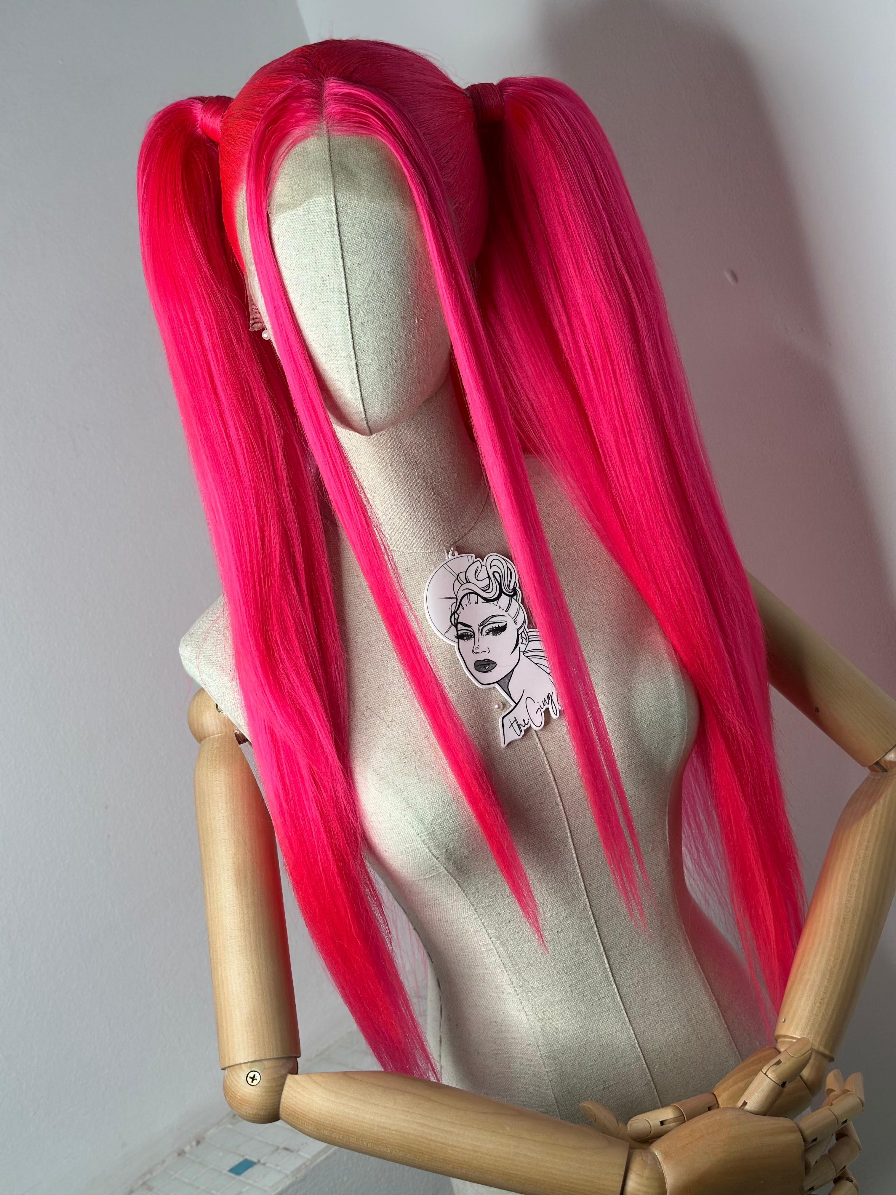 Hot Pink Sleek Pigtails