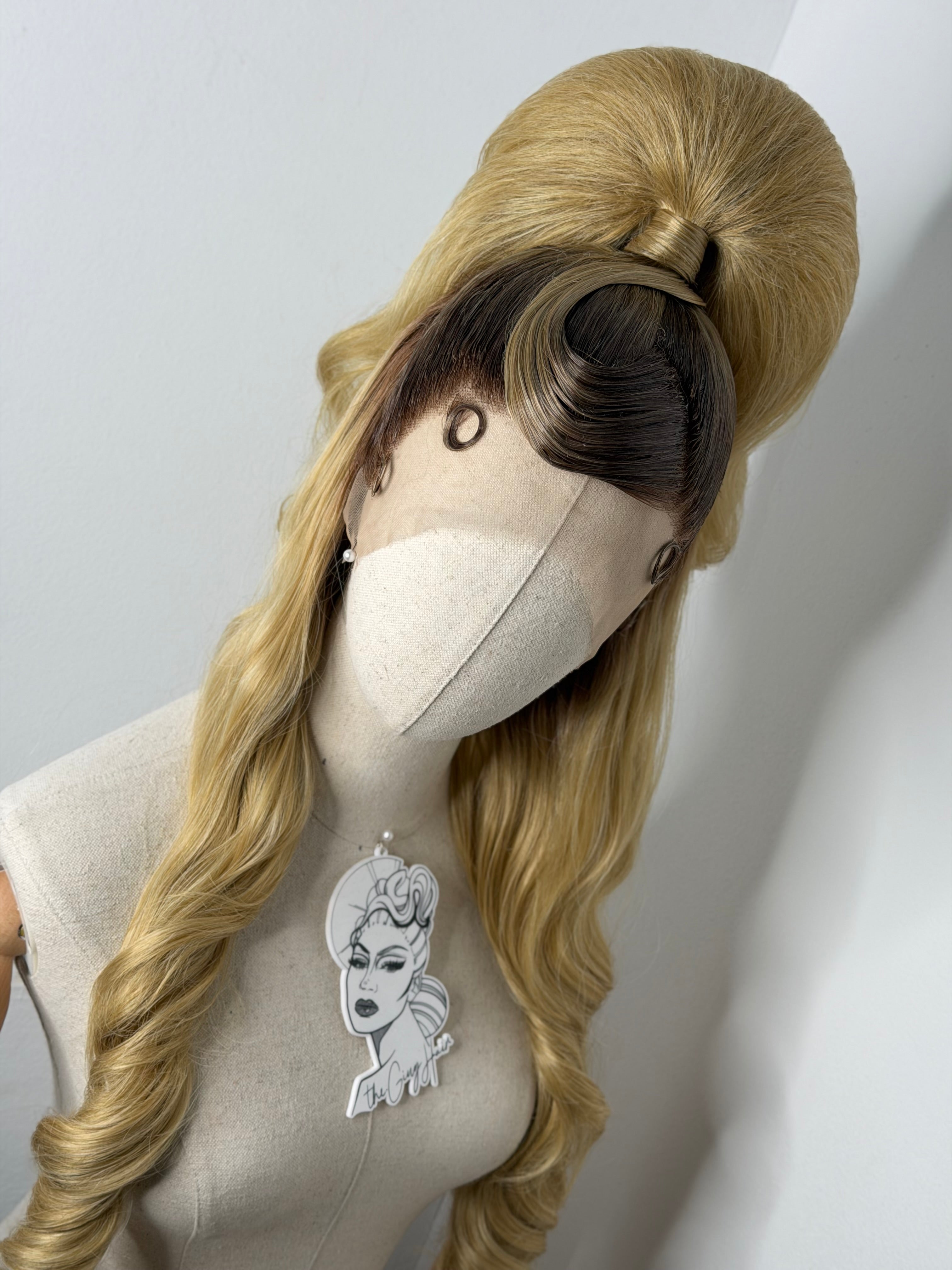 Puffy Sleek Roots Blond Ponytail