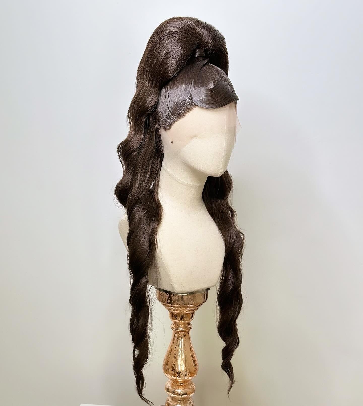 Puffy sleek ponytail Wig brown