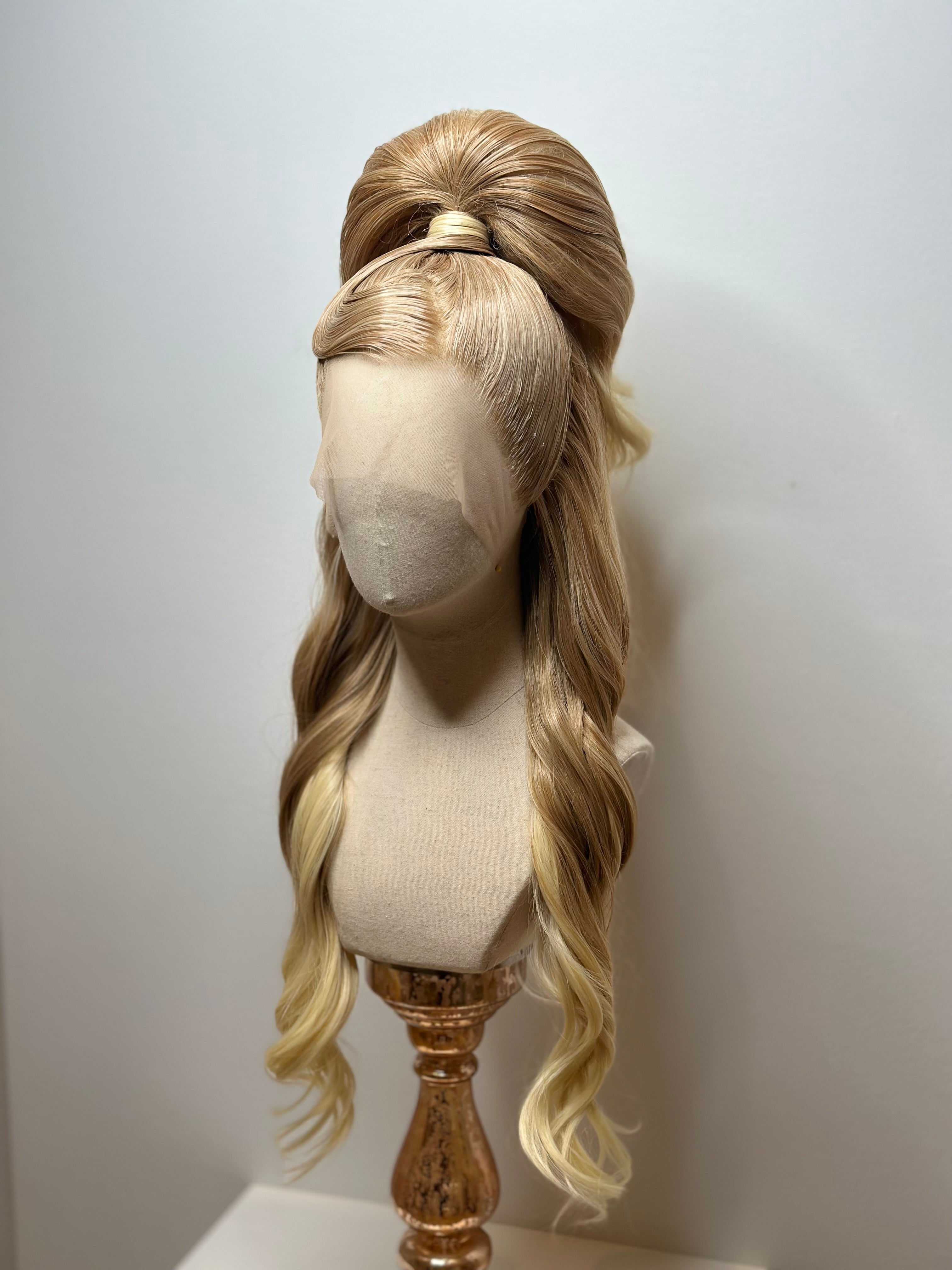 Classy sleek half up ponytail Wig Blonde Mix
