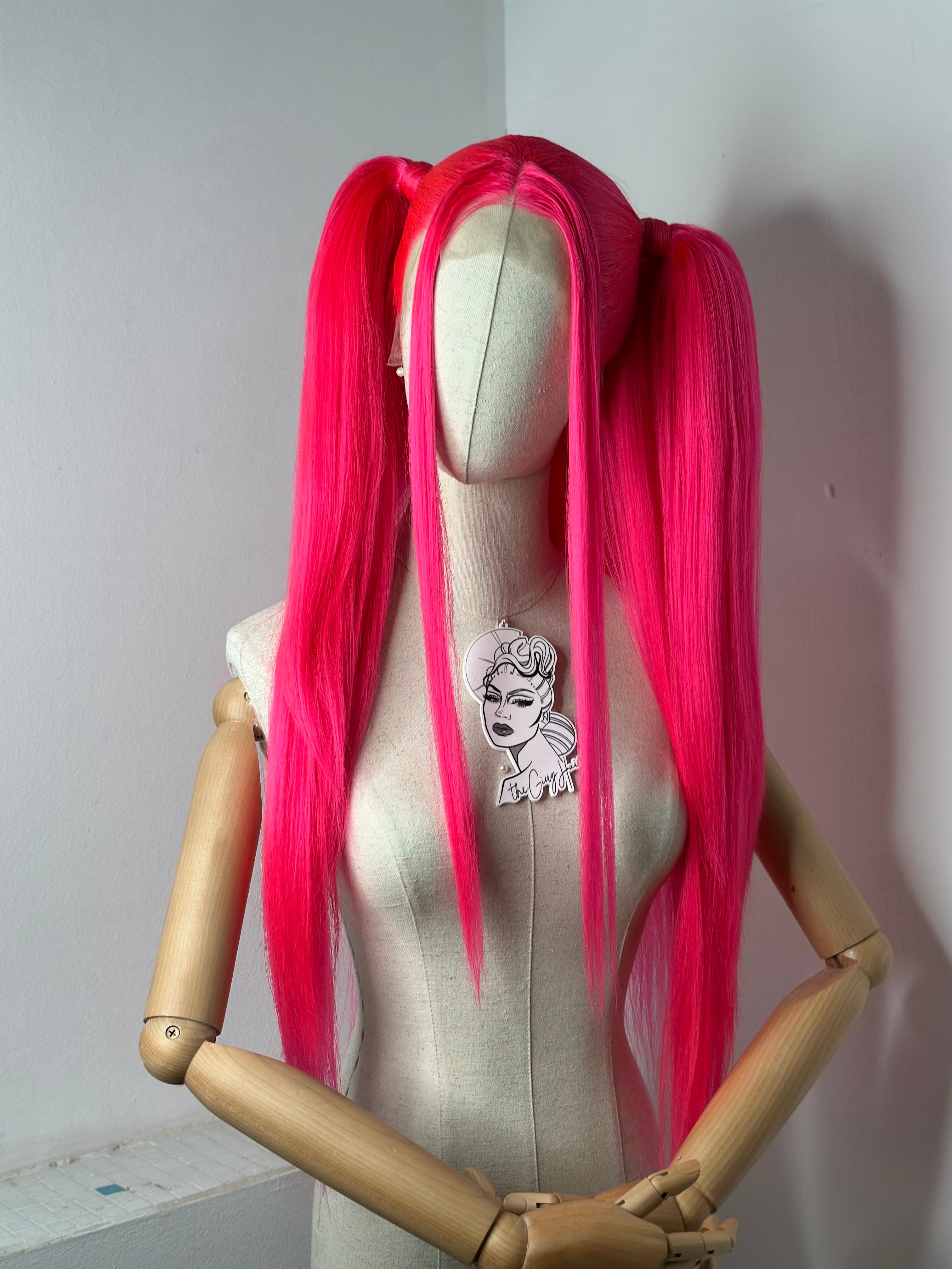 Hot Pink Sleek Pigtails