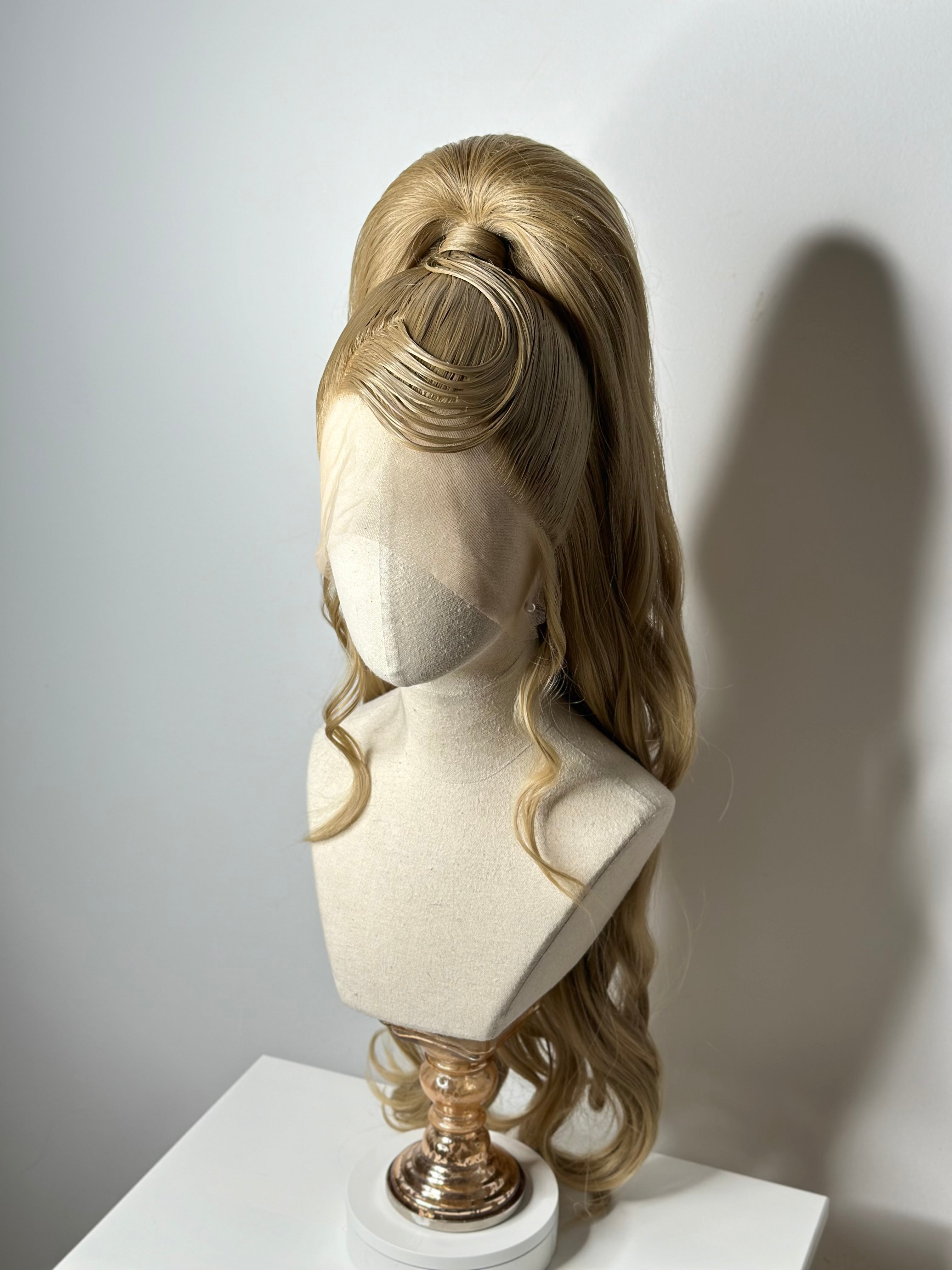 Classy sleek half up ponytail Wig Cool Blond