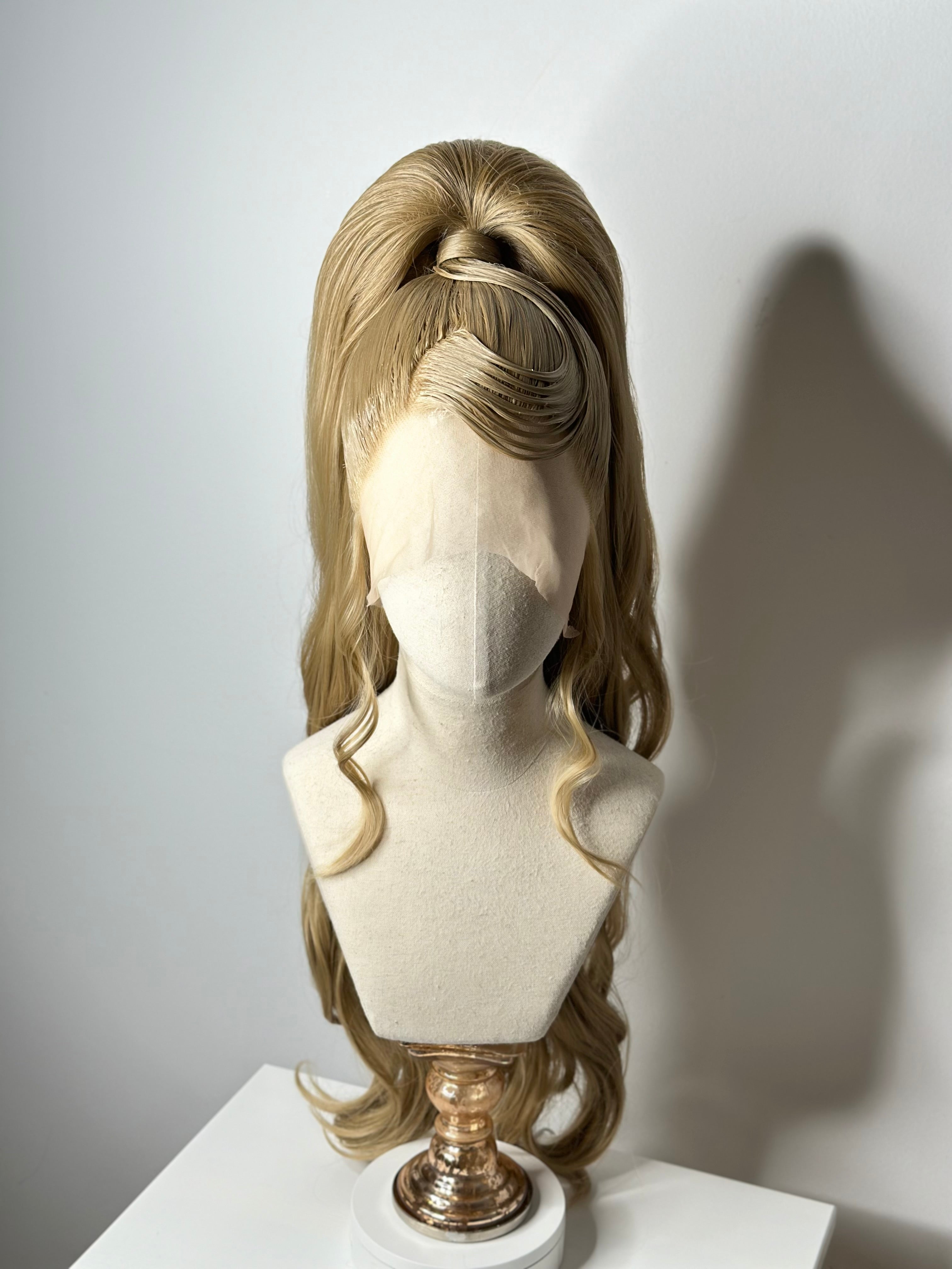 Classy sleek half up ponytail Wig Cool Blond