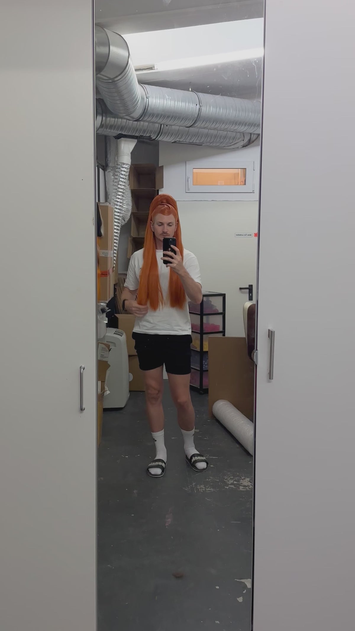 Puffy sleek ponytail Wig Ginger