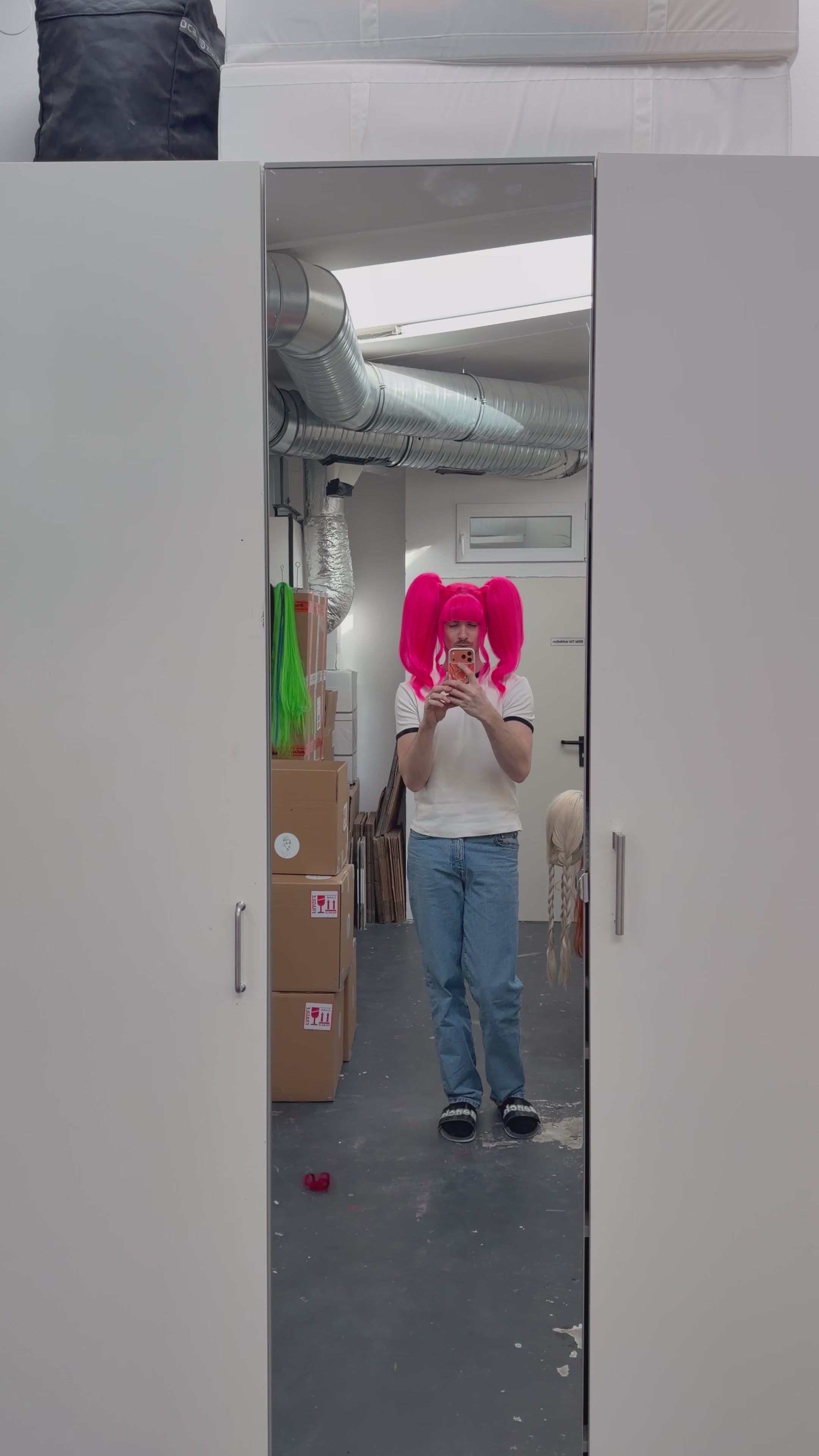 Hot Pink Puffy  Pigtails