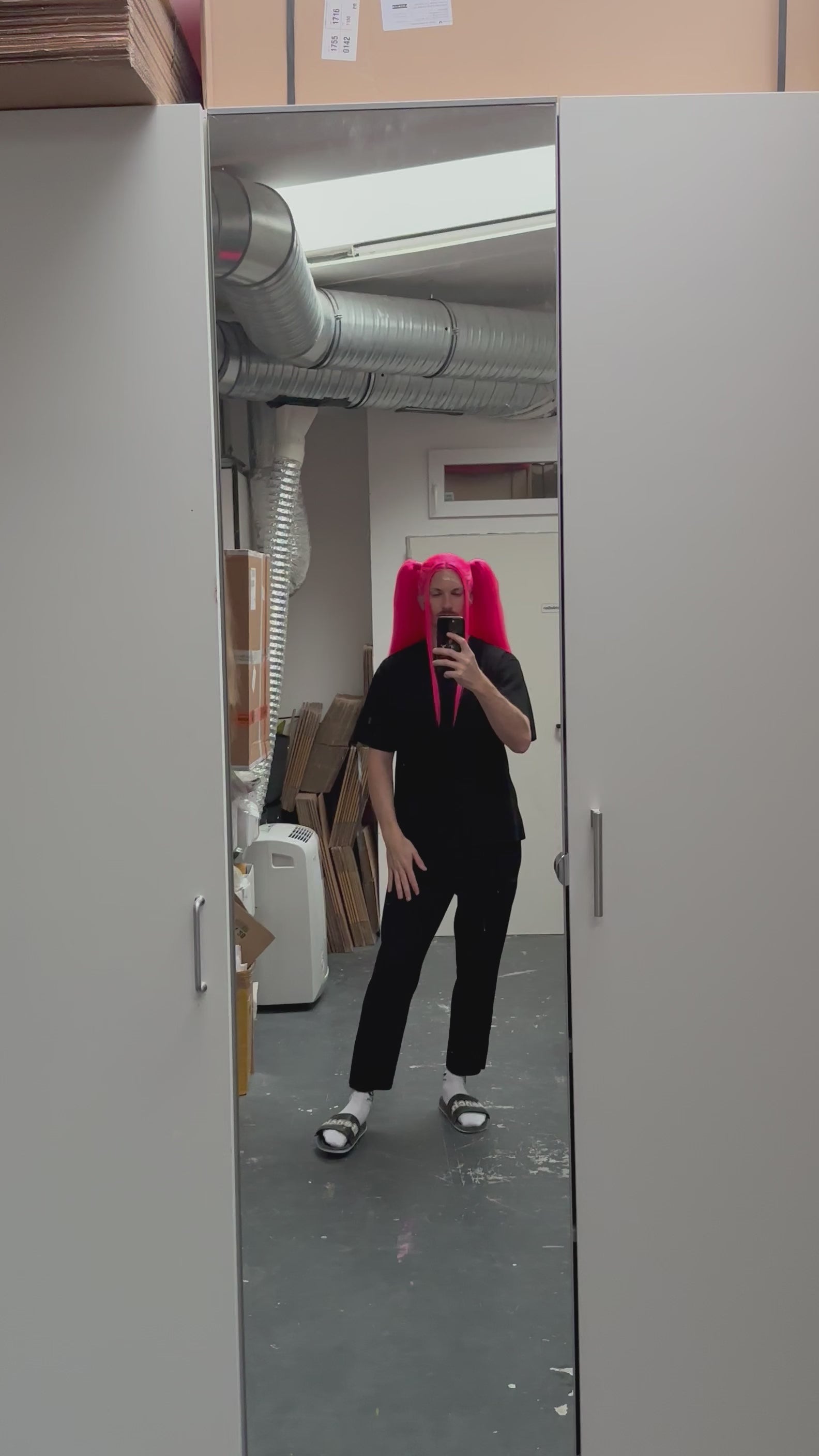 Hot Pink Sleek Pigtails